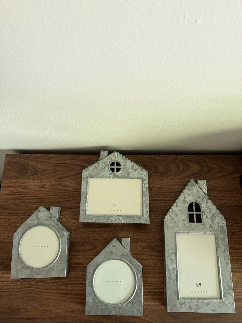 Pottery Barn Galvanized House Frames Set of 4 Holiday Farmhouse Cottage Decor